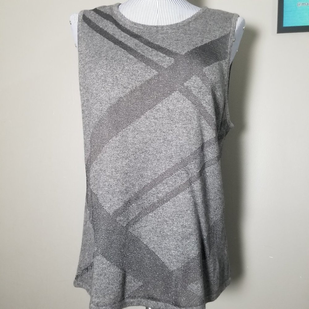 Lauren Ralph Lauren Gray Sparkle Sleeveless Shirt - Picture 3 of 8